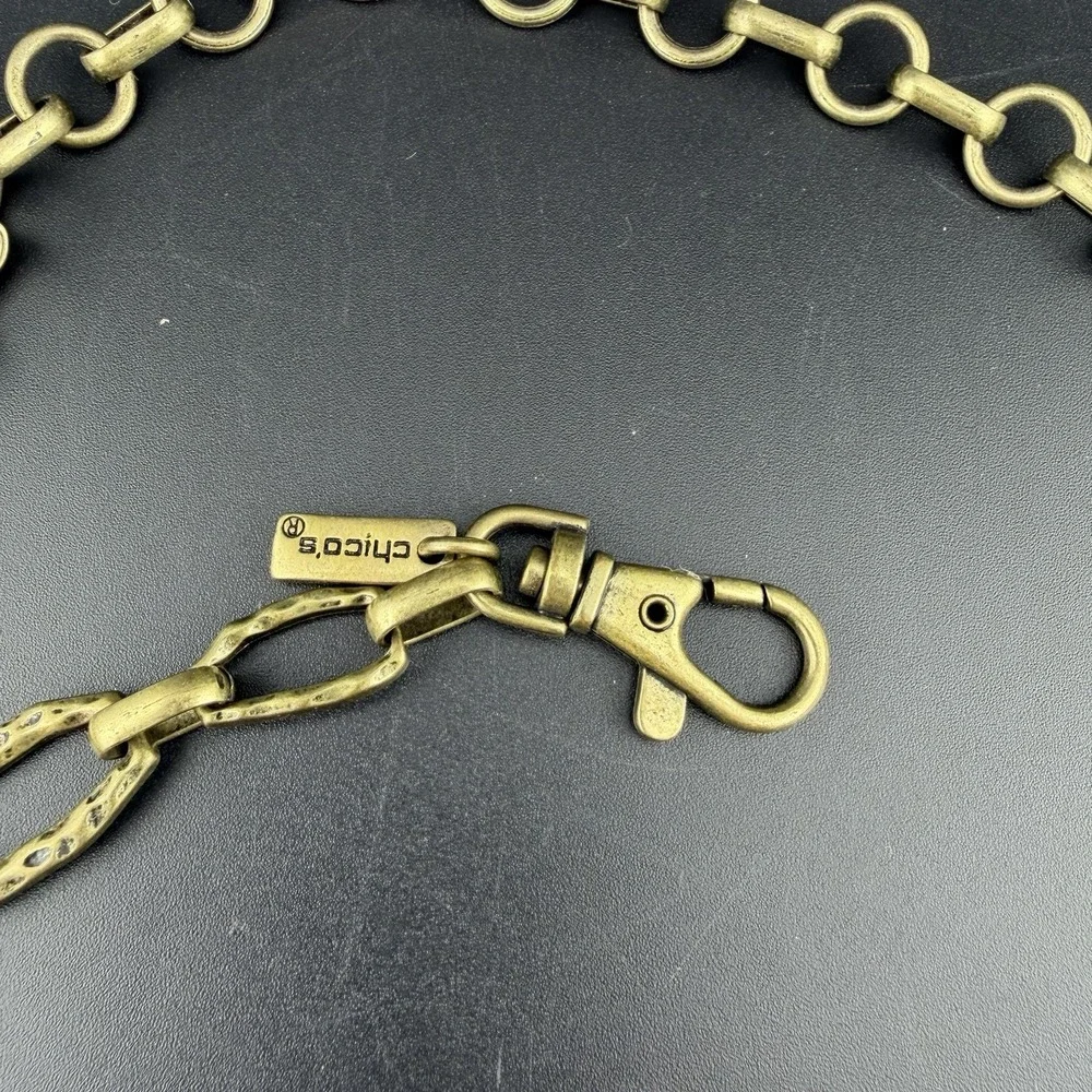 Chico's Women's Hammered‎ Chainlink Hip Belt Sz Sm/Med Gold Adjustable Geometric